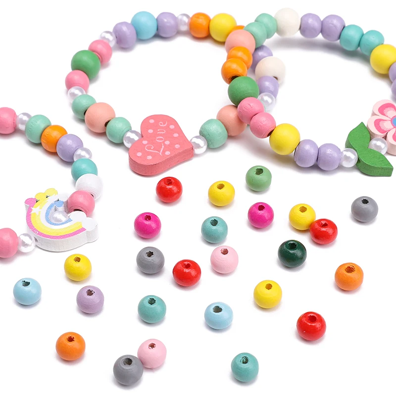 8mm 50Pcs/Bag Wooden Solid Color Spray Painted Round Beads Unique Loose Beads Handmade DIY Making Jewelry Bracelets Earrings Acc