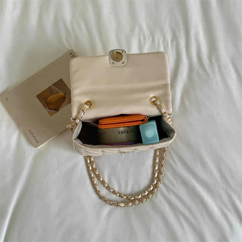 Women's Shoulder Bag Pu Leather Lingge Pattern Women's Straddle Small Bag Brand Designer Simplicity Girl's Purse Handbag Sac