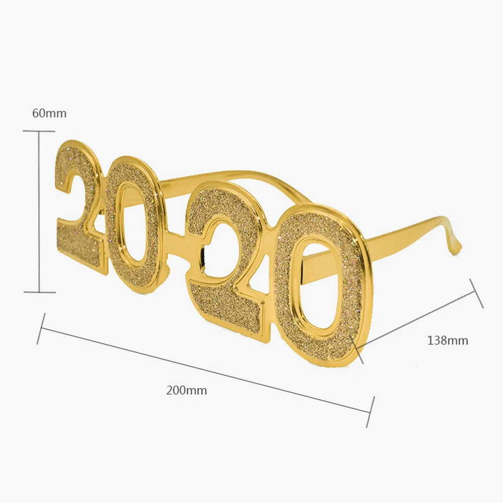 

2Pcs Golden 2020 Party Glasses Frames Creative Number Shaped Without Lens for Festivals Bachelor Parties Cosplay Accessories