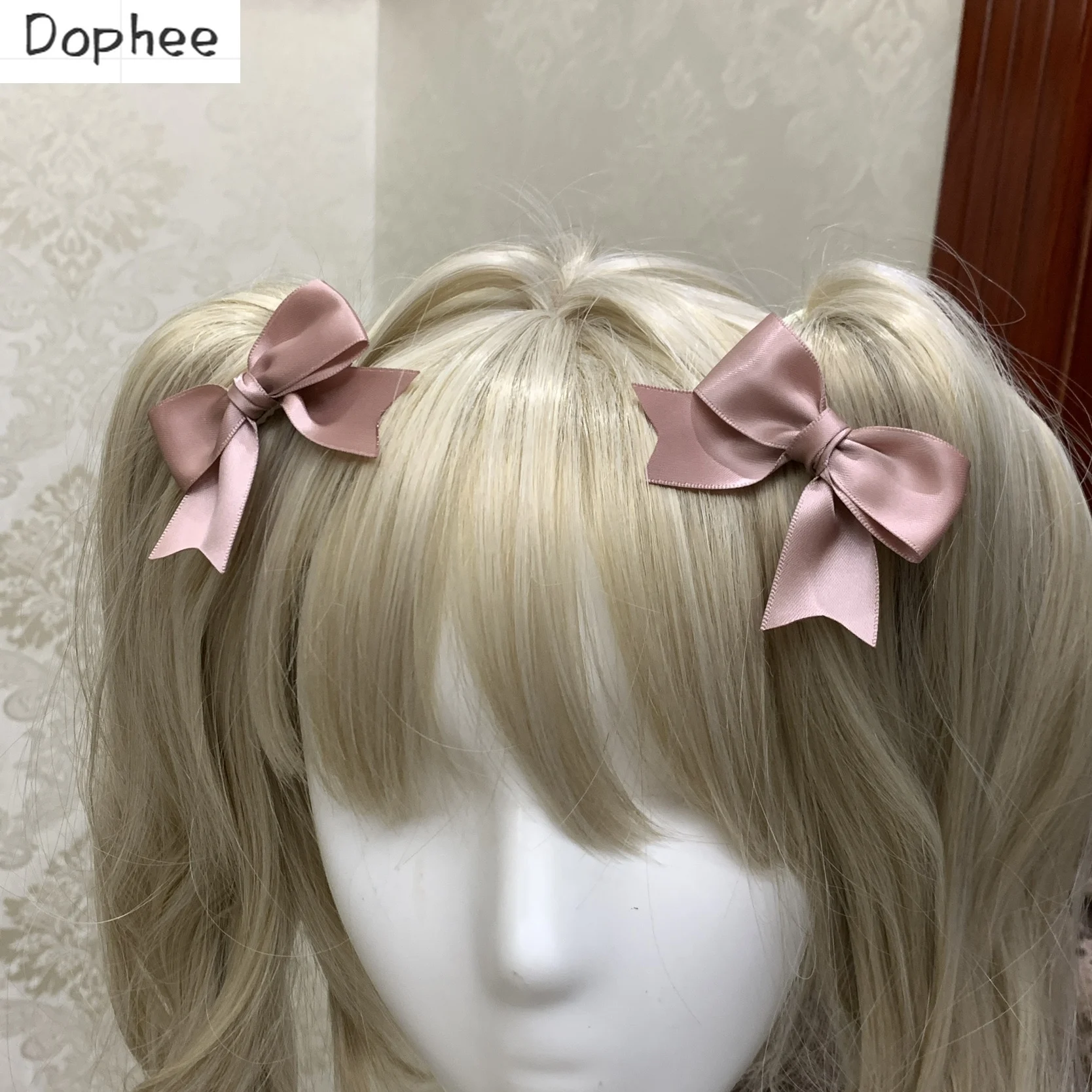 

Dophee Simplicity Girls Ribbon Bow Hair Clip Solid Color Double Horsetail Clip Women Exquisite Hair Accessories