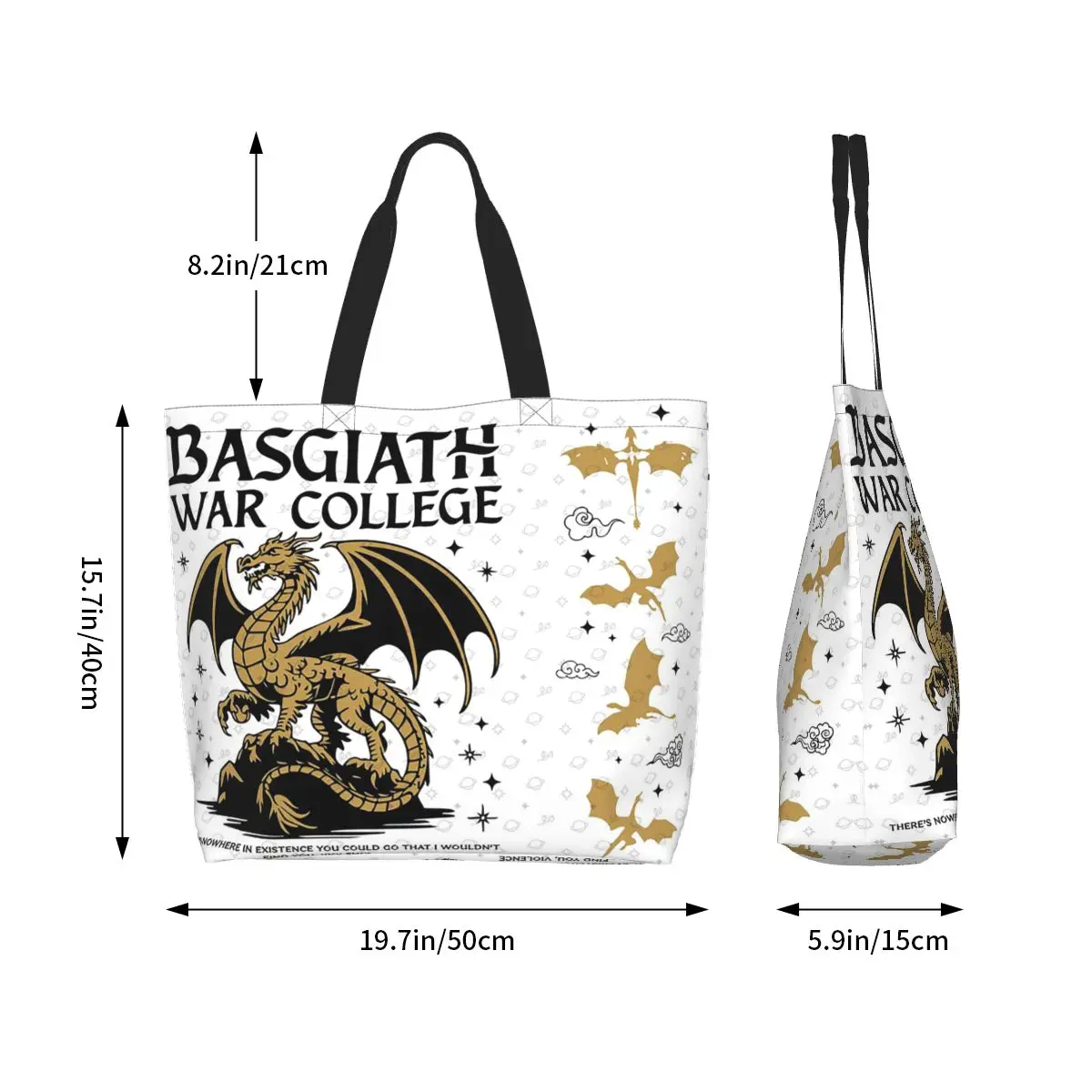 Fourth Wing Basgiath War College Shopping Tote Bag Canvas Large Capacity Shoulder Bags Shopper Grocery Handbag for Women