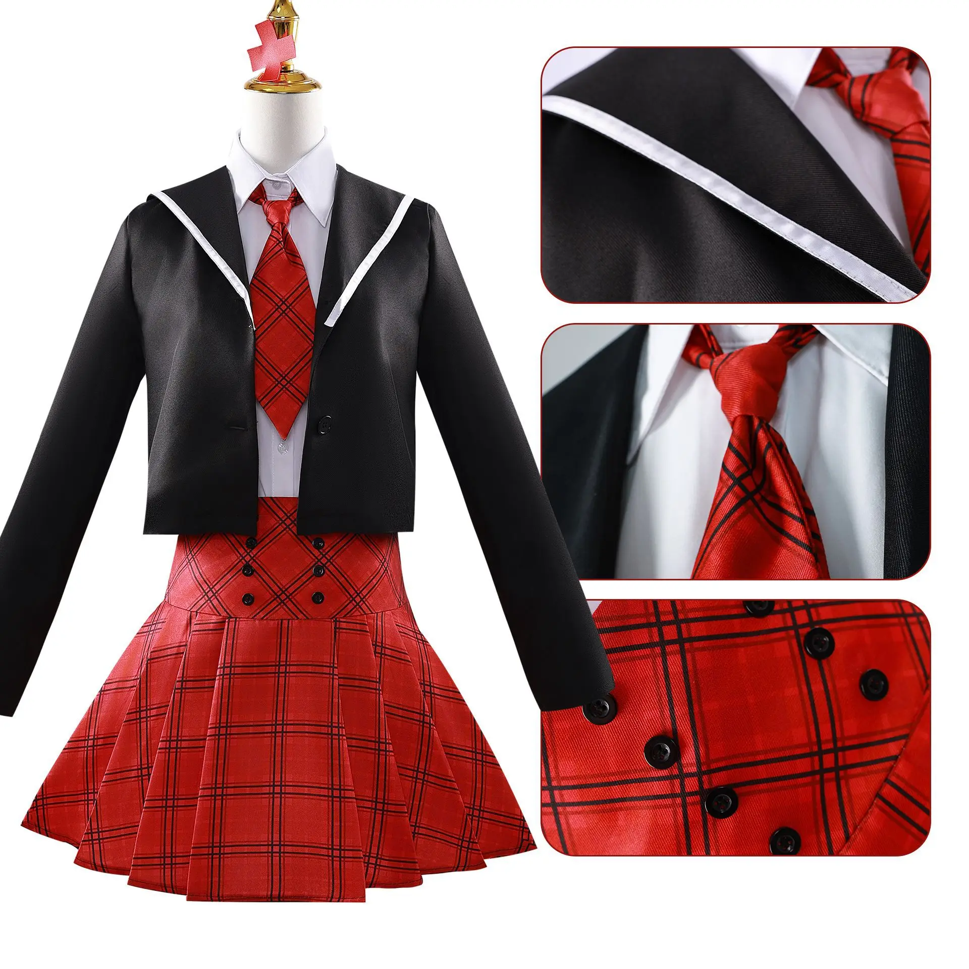 

Anime Role Play School Plaid Skirt Uniform Set Hinamori Amu Cosplay Costume Girls Halloween Party Outfits