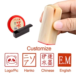 Custom Chinese Name Stamp Hanko Seal for Calligraphy Natural OX Horn Stamps Personalized Teacher Friend Gifts
