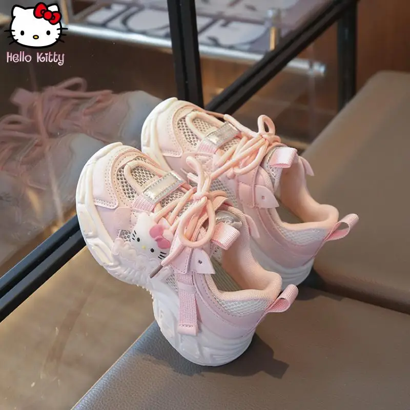 

Hello Kitty Girls Cartoon Sneakers Summer New Anime Kawaii Mesh Soft Sole Running Shoes Teenagers Korean Sweet Dad Shoes