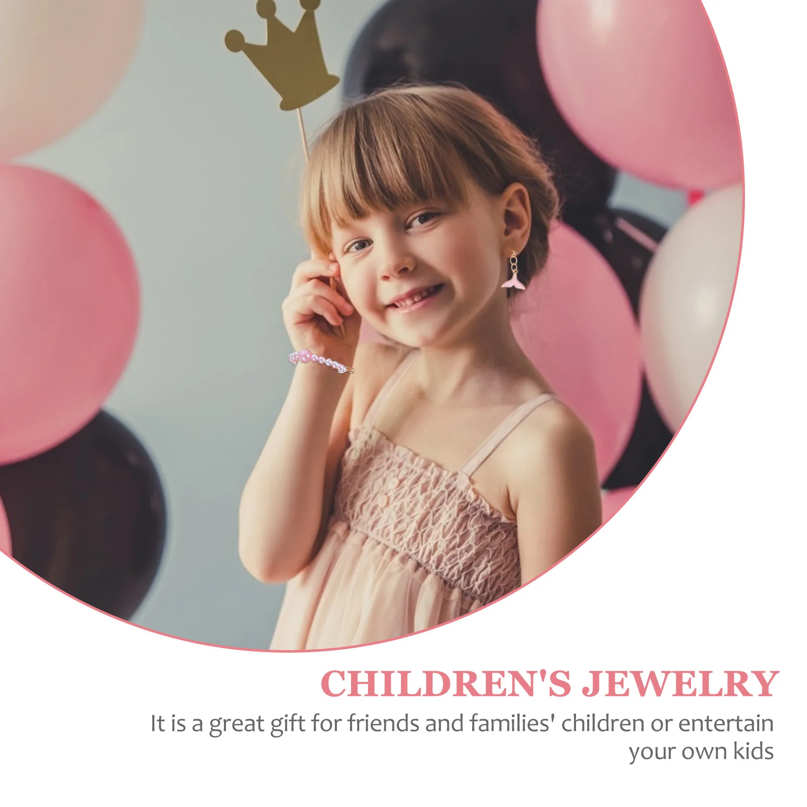 4Pcs Kids Mermaid Themed Beaded Jewelry Necklace Bracelet Ring Dangler Colorful Beads Wrist Decor Accessories Kids Wrist Decor