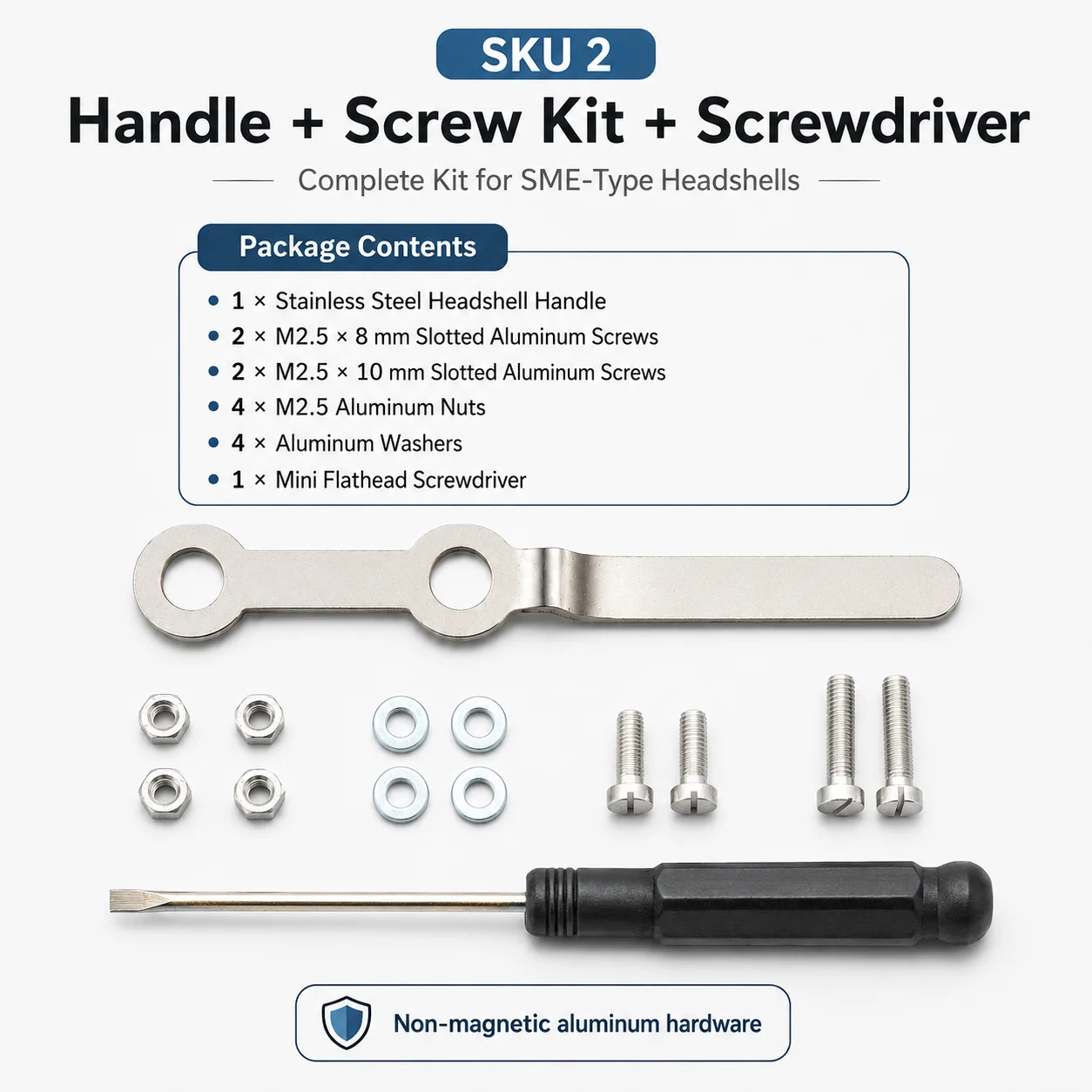 SME Type Headshell Finger Lift Handle Kit with Screws Lead Wires and Mini Screwdriver for Turntable Cartridge Repair