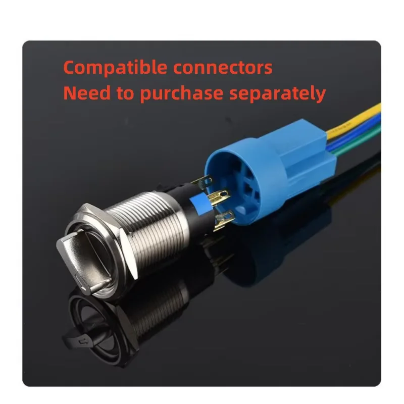 16/19/22MM Rotary Switch 2/3 Position Instantaneous Locking Waterproof Metal Selection Light Switch 2NO2NC12V 24V 220V Red, Blue