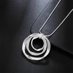 Fashion 925 Sterling Silver 18-24 Inches 40MM Frosted Round Necklace For Charm Women Men Wedding Gift Jewelry Party Wholesale