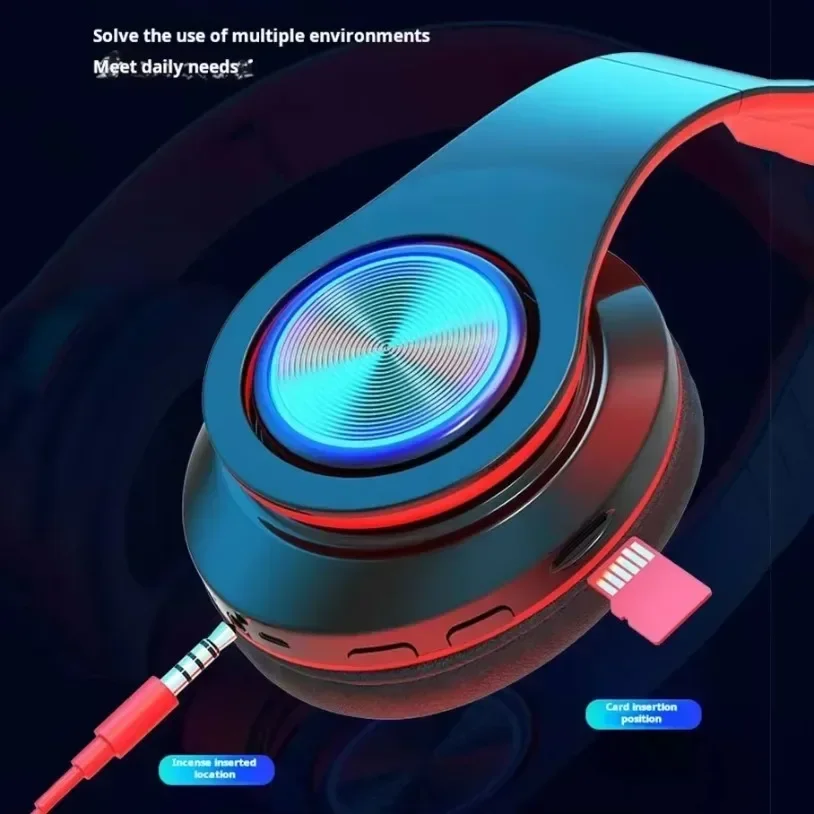 سماعات ألعاب بلوتوث لاسلكية جديدة مع أضواء ملونة RGB وواجهة AUX جلب سماعات القمح لسماعات الموسيقى الرياضية للكمبيوتر الشخصي