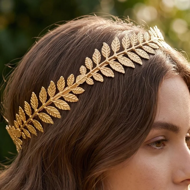

Retro Vacation Style Hairbands Female Leaves Rattan Vines High-End Metal Headwear Light Luxury INS Style Hair Accessories