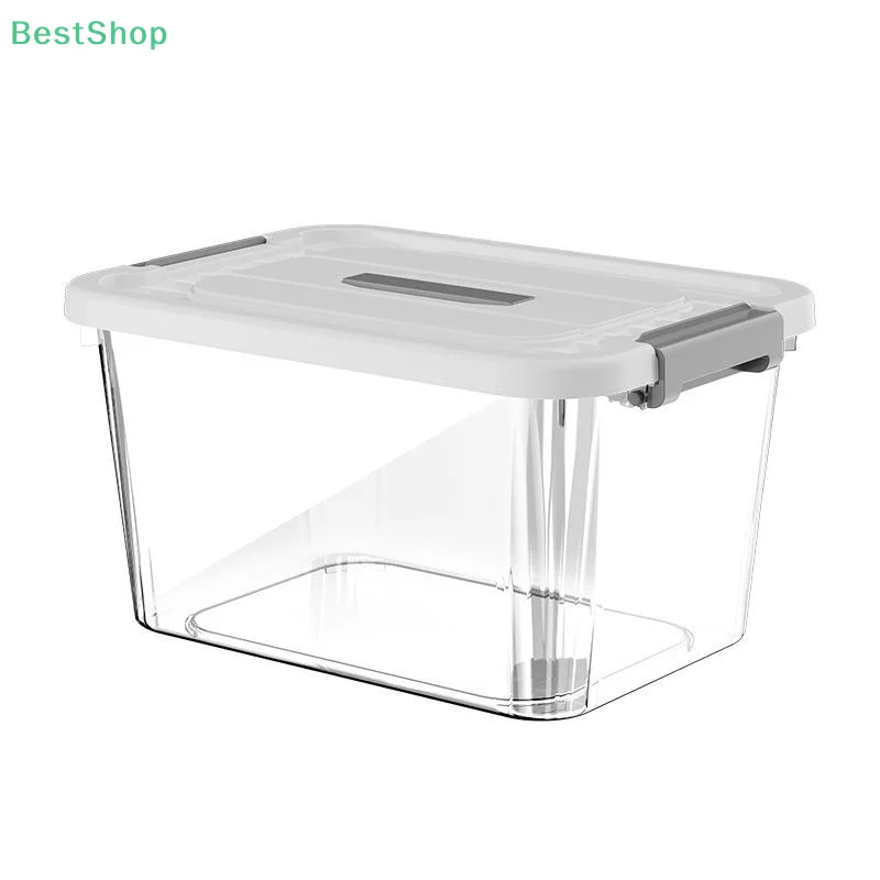 ♥ صندوق تخزين بلاستيكي شفاف مع غطاء صندوق منظم قابل للتكديس، حاوية شفافة للمنزل، تنظيم المطبخ والخزانة