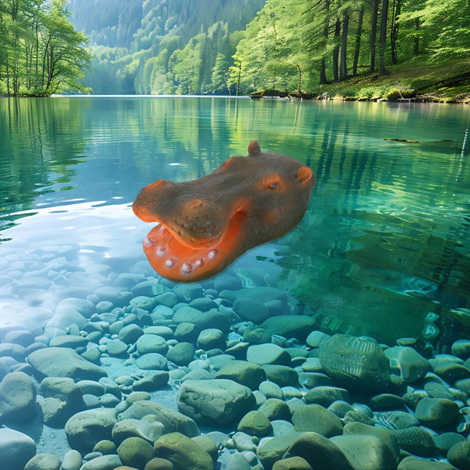 

Floating Resin Hippo Head Realistic Animal Ornament Outdoor Pond Garden Landscape Decor Craft Sculpture Water Feature