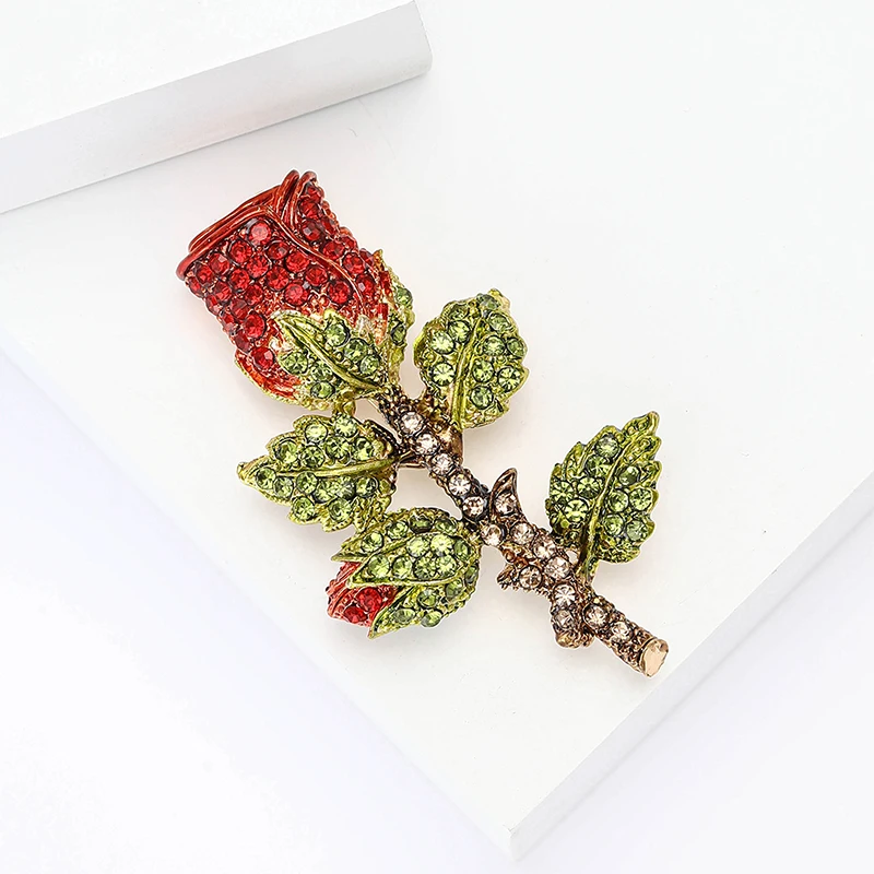 1pcs Exquisite Shinning Rhinestone Rose Flowers Brooches For Party Backpack Gifts Jewelry Accessories
