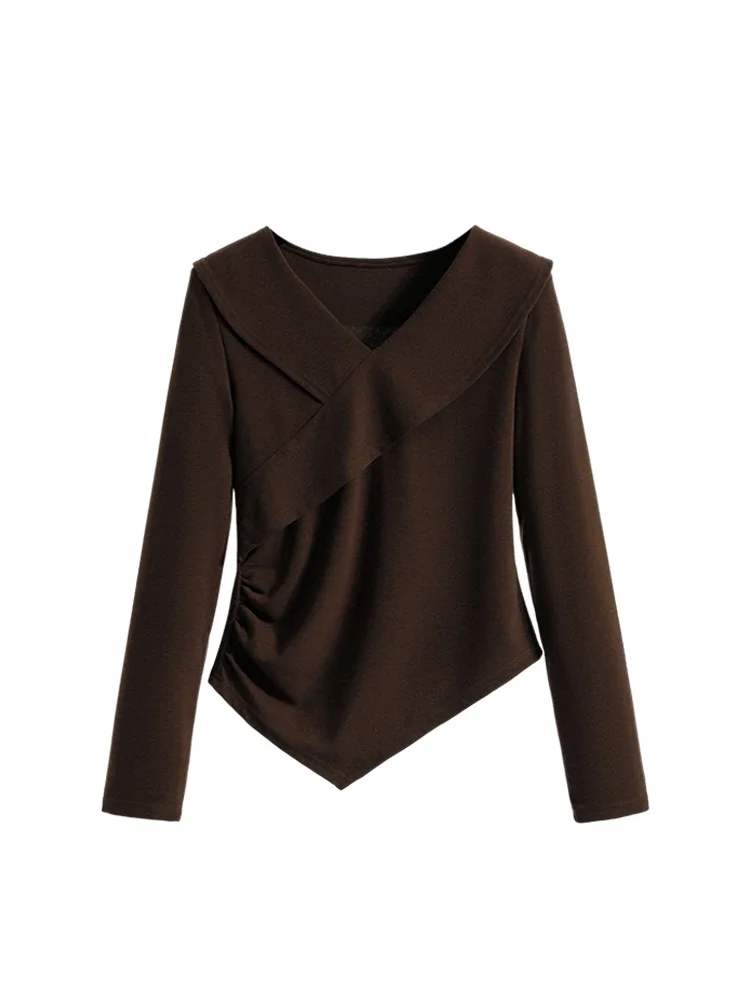 

Faionable plus Size Women's Long Sve V-Ne Base irt Cara CLUB Autumn Winter Slimming Top Casual Sle Polyester Fiber