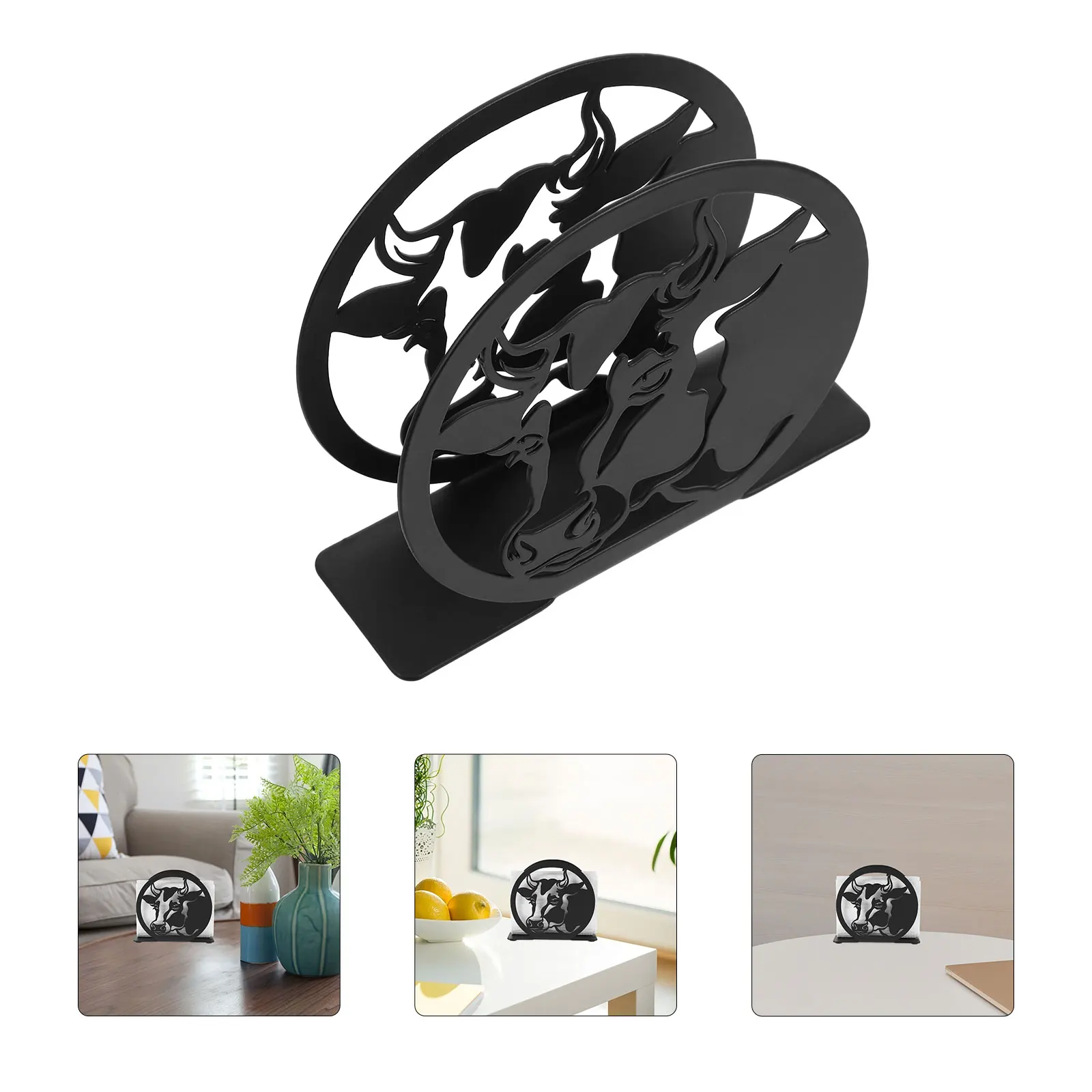 

Freestanding Metal Cow Tissue Dispenser For Home Vertical Paper Towel Stand Durable Countertop Storage Black Funny Toilet Paper
