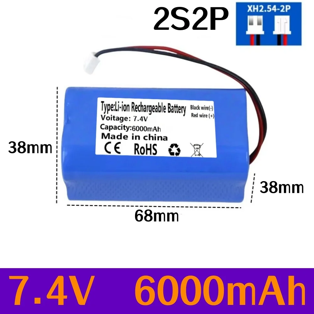 

2S1P~2S5P 18650 7.4V lithium battery rechargeable battery pack forFishing LED Light Bluetooth Speaker with XH2.54-2P Plu.