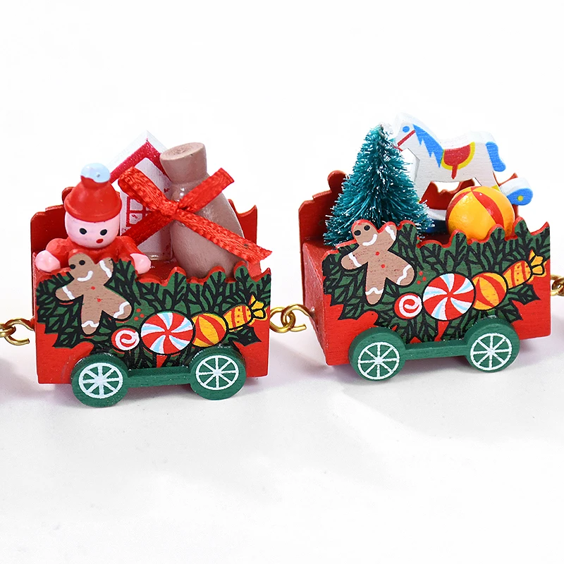 Tren de Navidad pintado, adornos navideños de madera para el hogar con Papá Noel, juguetes para niños, adorno, regalo de fiesta de Año Nuevo 2025, 1 ud.