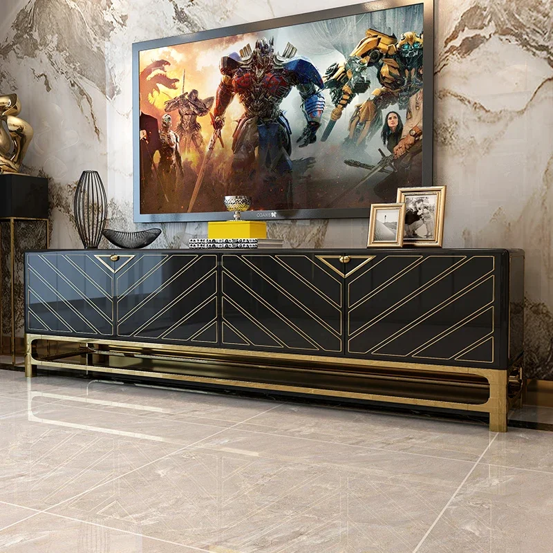 

yj5 Light luxury modern simple TV wall cabinet Nordic bedroom living room stainless steel Hong Kong-style video cabinet