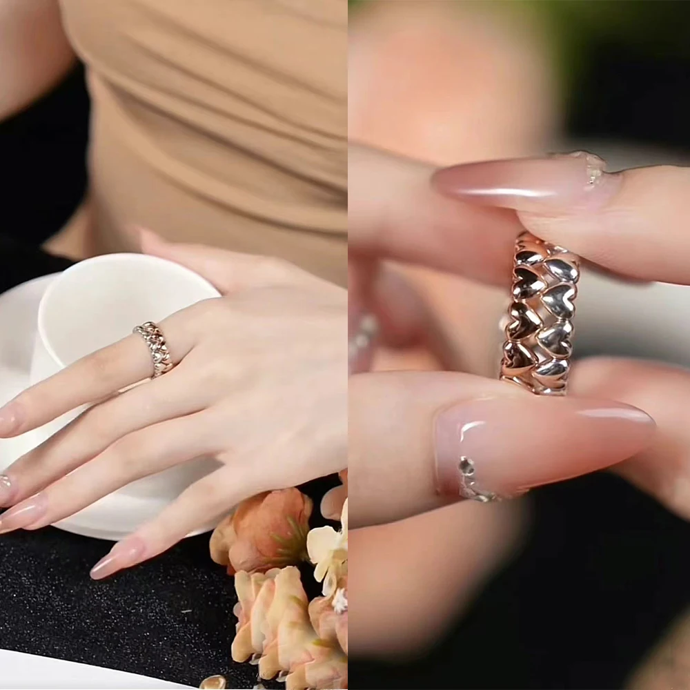 Romantic 925 Sterling Silver Soulmates Full Heart Ring Love Confession Gift for Couples