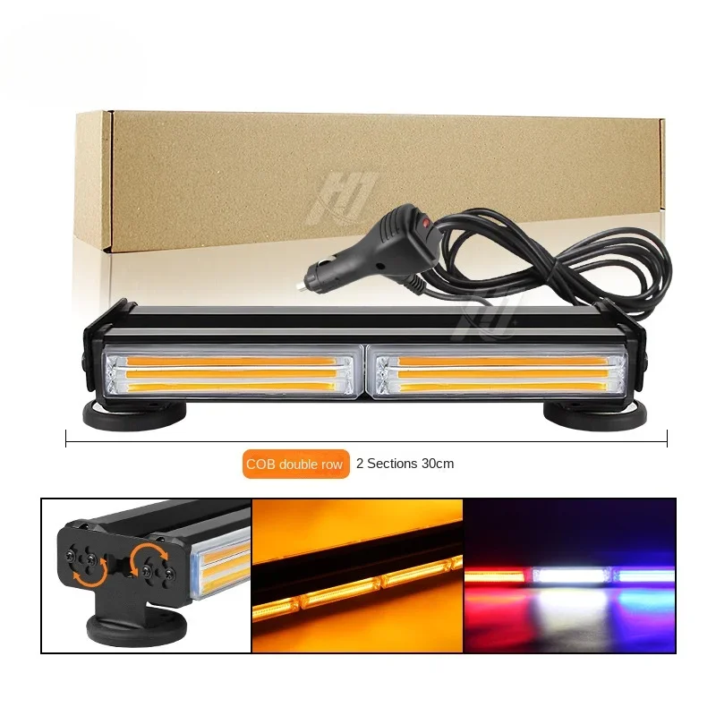 Cob Bumper Light 2 Double Row Car Flash Middle Net Light Led Car Warning Ceiling Bumper Light Work Signal