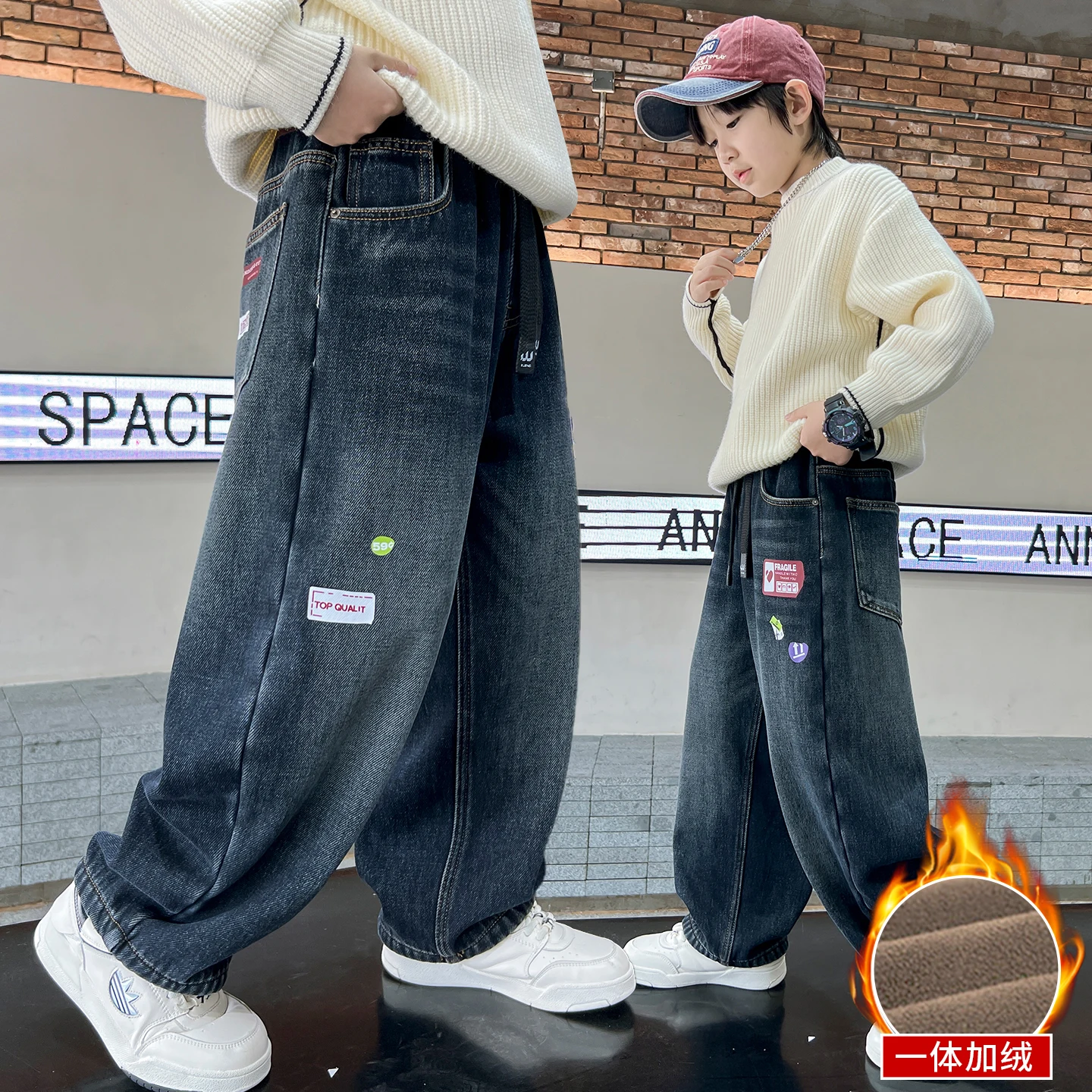 

Boy Y2K Streetwear Vintage Popular High Waist Baggy Wide-leg Pants Street Fashion New Letter Printed Washed Old Casual Jeans