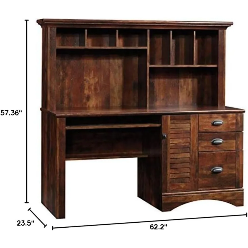 Scrivania e gabbia per computer con contenitore per CPU e cassetto per tastiera, Curado Cherry