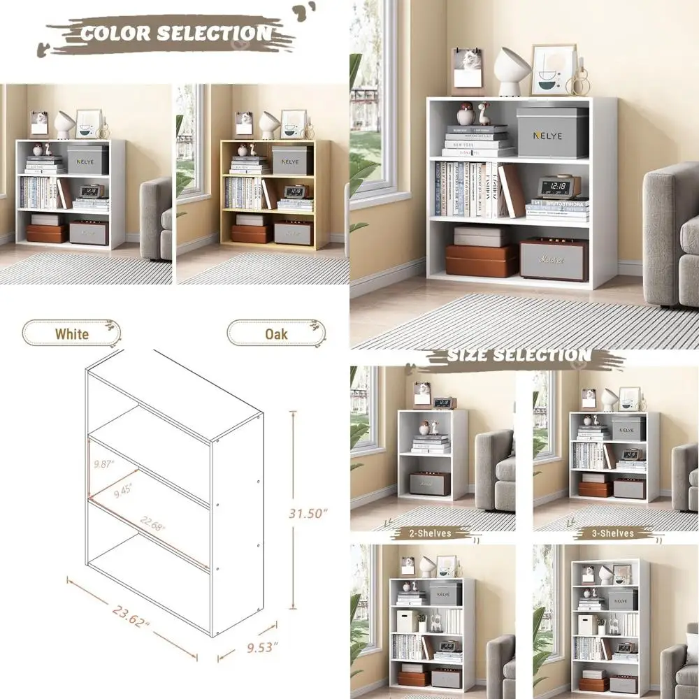 

Трехуровневая белая деревянная книжная полка-куб с открытыми полками - NELYE Basic Storage