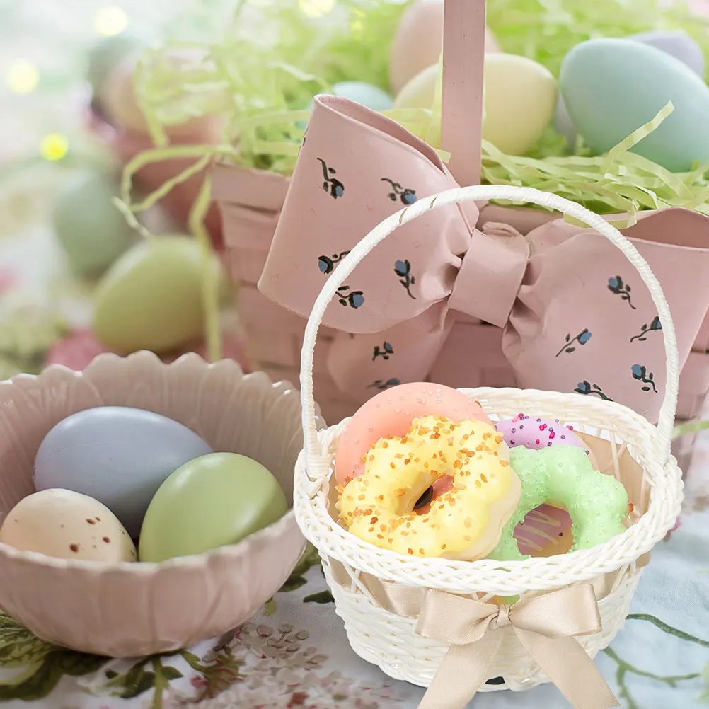 

1 Pc Wedding Flower Basket Handwoven Wicker Bridal Baskets Shallow Coffee 18x21cm Storage Fruit Bread Baskets for Bride Parties
