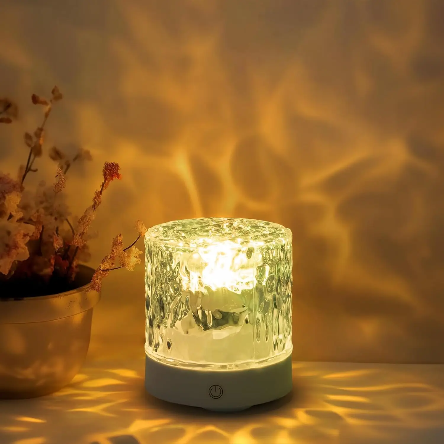 

USB Circular Water Ripple Aurora Projector Lamp Monochrome Ambient Light Bedroom Living Room Office Decor Night Light Ideal Gift