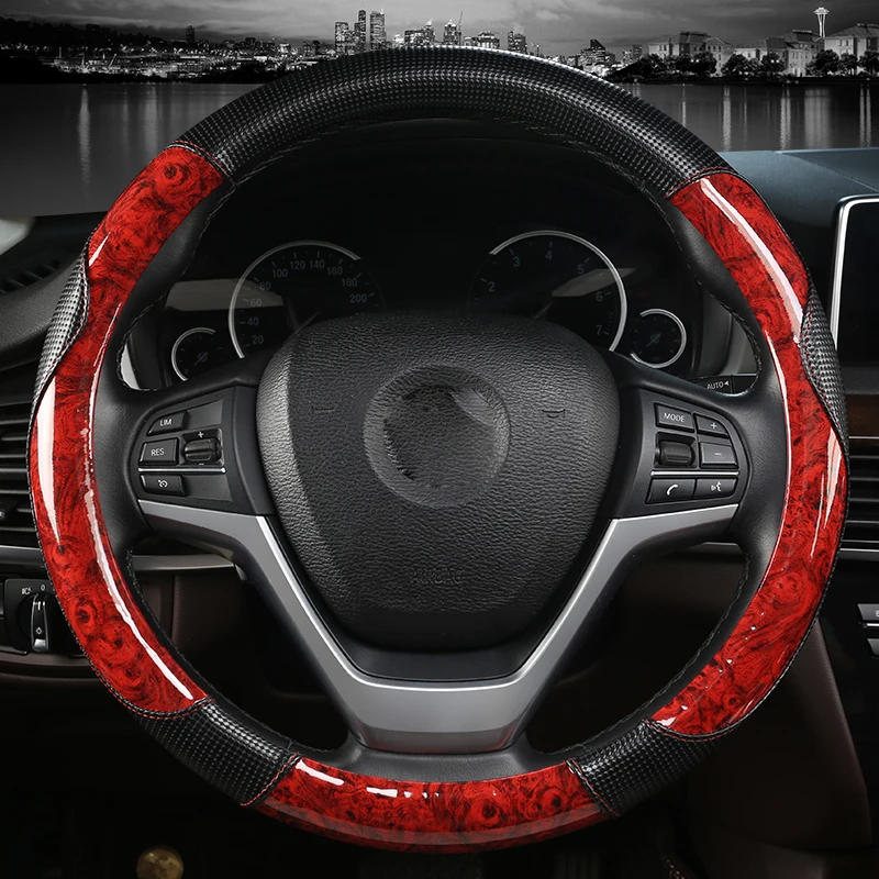 

Mahogany Wood Grain Car Steering Wheel Cover 38cm For BMW X1 X2 X3 X4 E84 F84 F39 E83 F25 G01 F97 F26 G02 F98 Auto Accessories