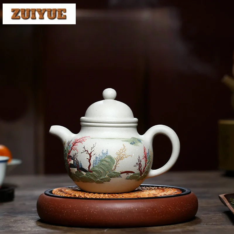 460ml Yixing Purple Clay Teapots Handmade A Beautiful Ball Pot Raw Ore White Jade Segment Section Mud Kettle Zisha Tea Set Craft