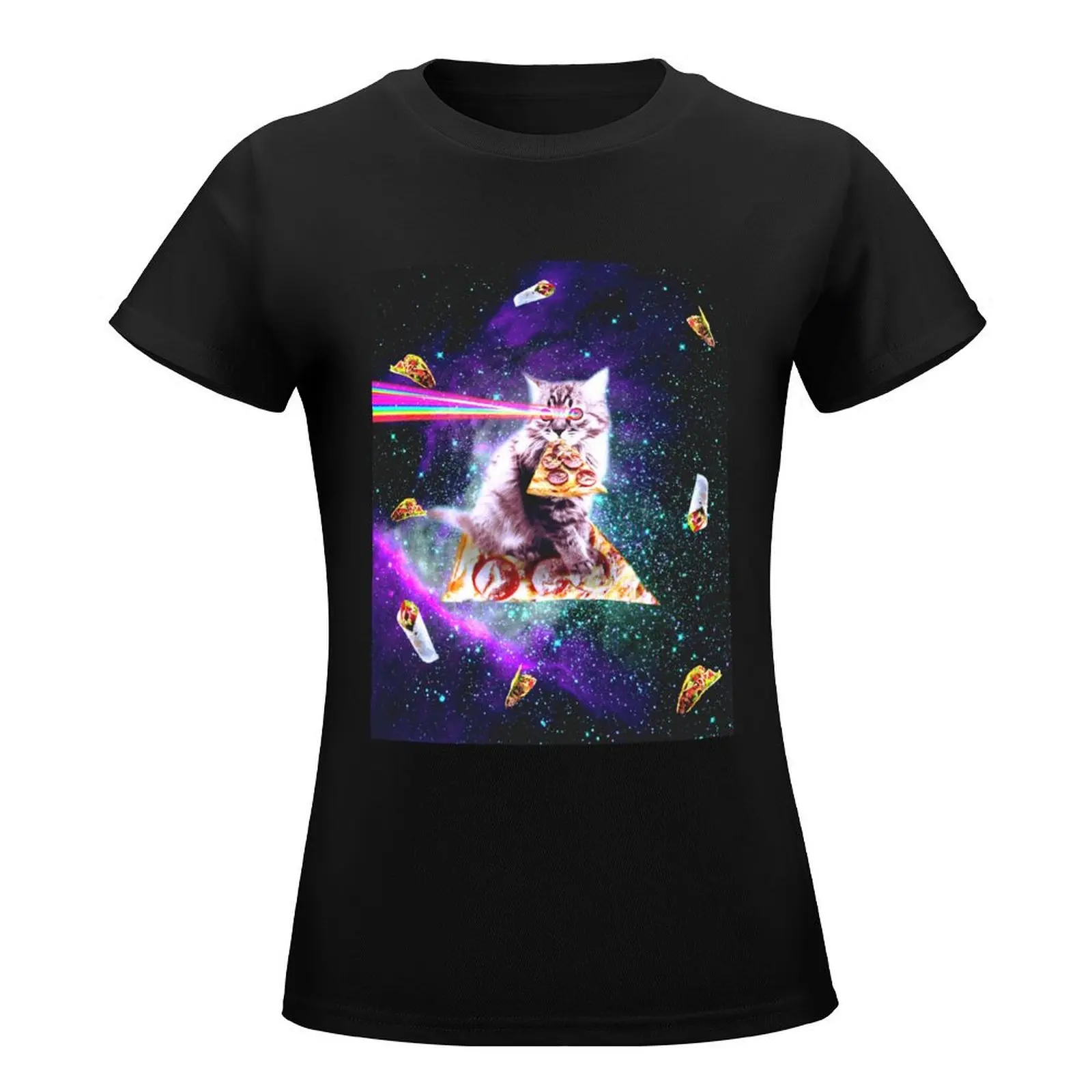 Outer Space Pizza Cat - Rainbow Laser, Taco, Burrito T-Shirt tops female sublime cat shirts for Women