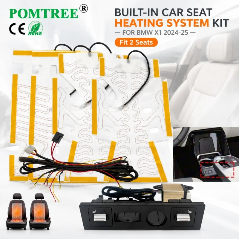 Built-in Car Dual Seats Heating System Kit For BMW X1 2024-2025,With Dedicated Switch And 4PCS Heating Pads,Fit 2 Seats