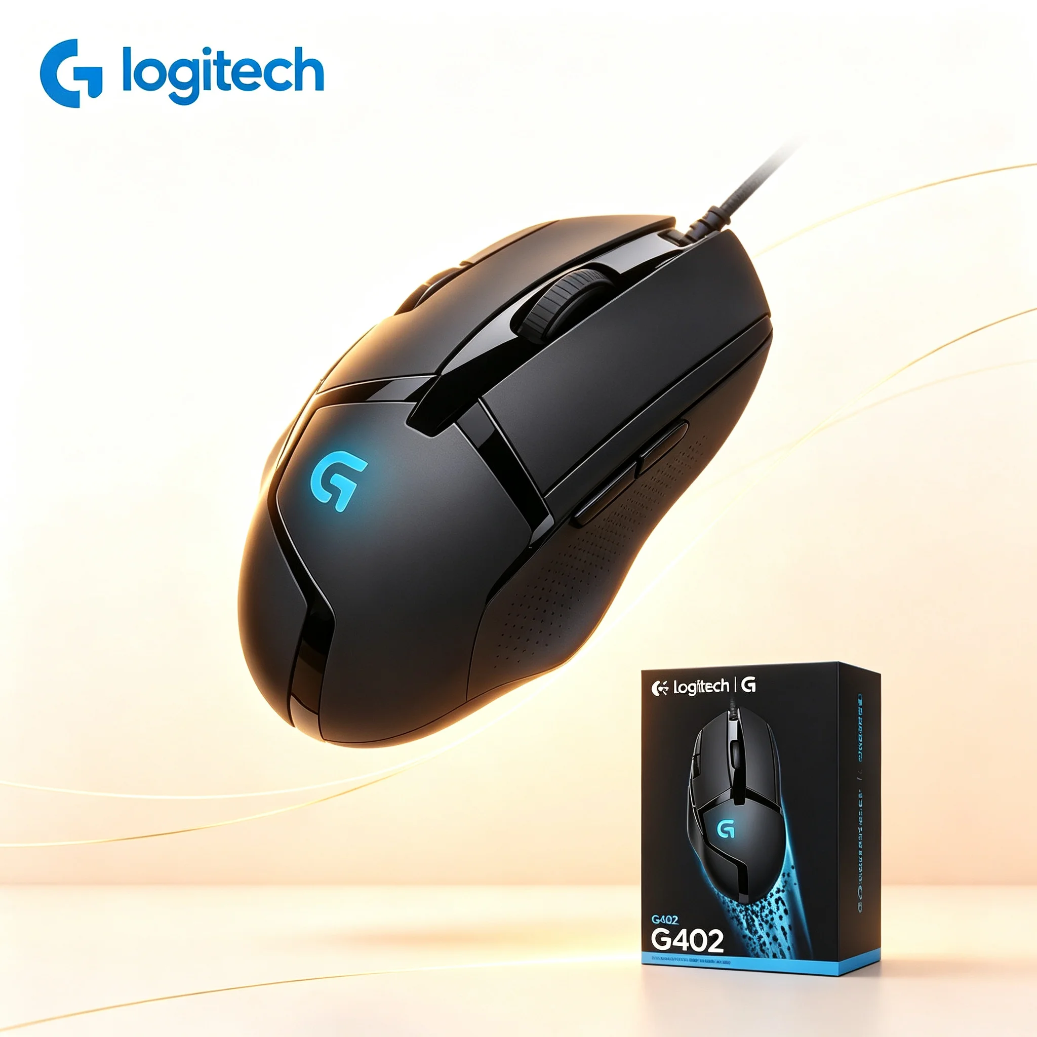 Logitech G402 Hyperion Fury Gaming Mouse Wired Type Reliable Optical Engine Macro Programmable Keys For PC Laptop