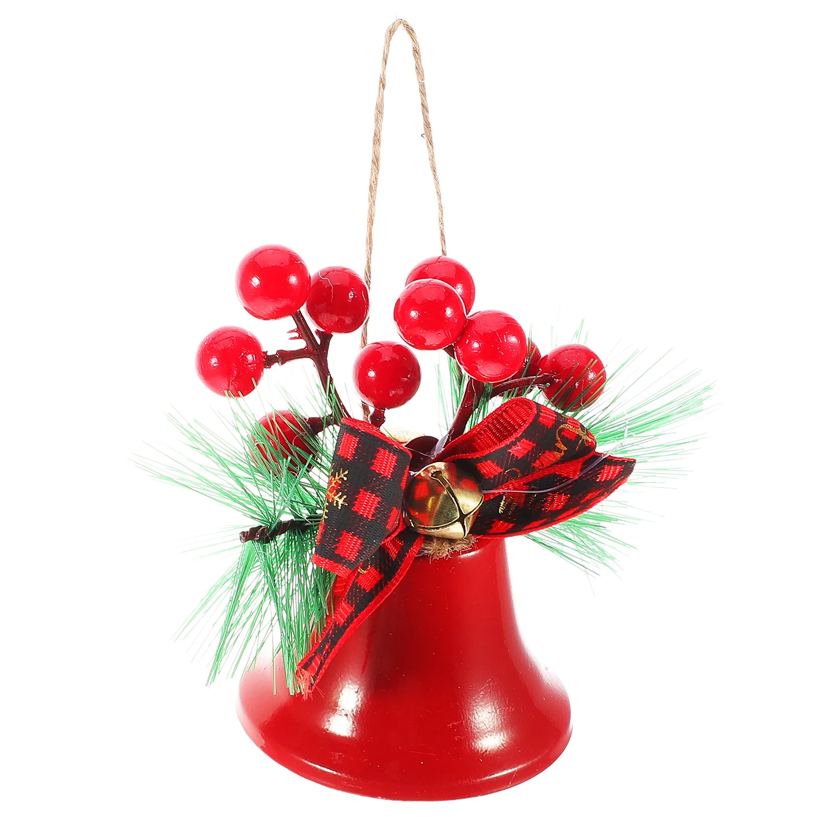 Christmas Bell Ornaments Metal Jingle Bells Holly Berry Xmas Tree Hanging Decorations Holiday Party Decor Car Rearview Mirror