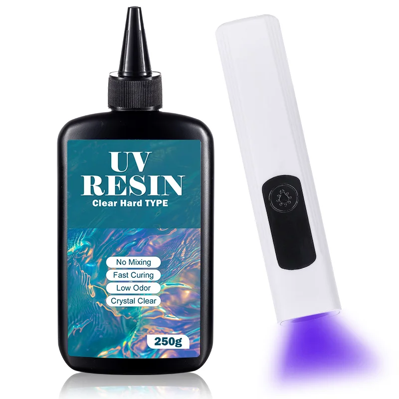 UV-harskit met licht, opgewaardeerd hard type, kristalheldere ultraviolette uitharding UV-hars voor ambachtelijke doe-het-zelf sieraden maken, mallen gieten