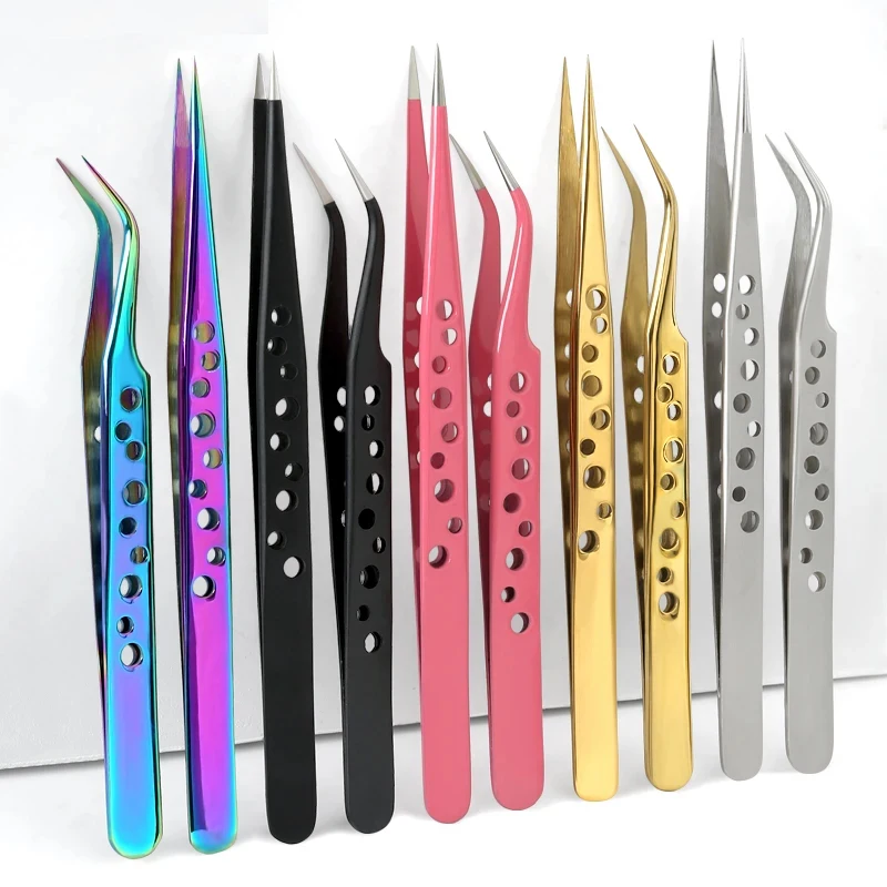 Professional Eyelash Tweezers Stainless Steel 3D Volume Eyelashes Extension Clip Excellent Closure Eyebrow Tweezer Makeup Tools