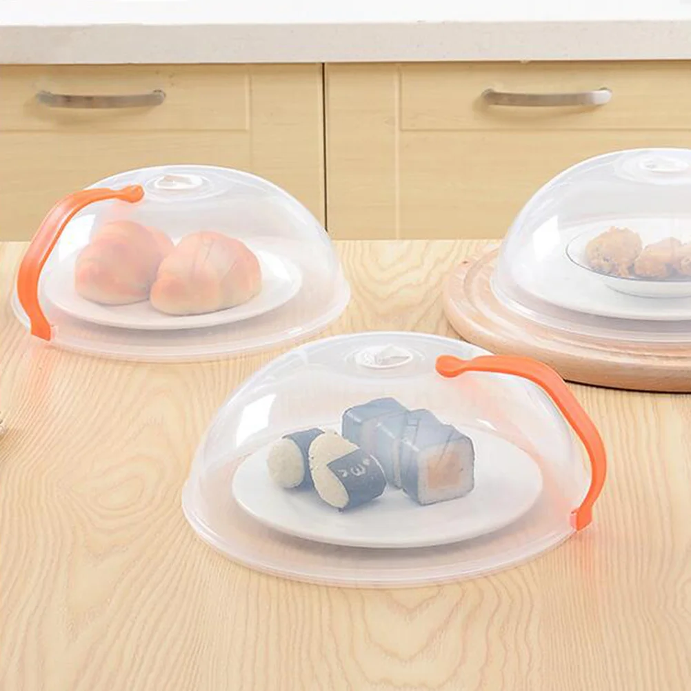 

2Pcs Domed Microwave Oil Proof Cover Large Size Portable Handle Steam Keeping Food Cover for Kitchen