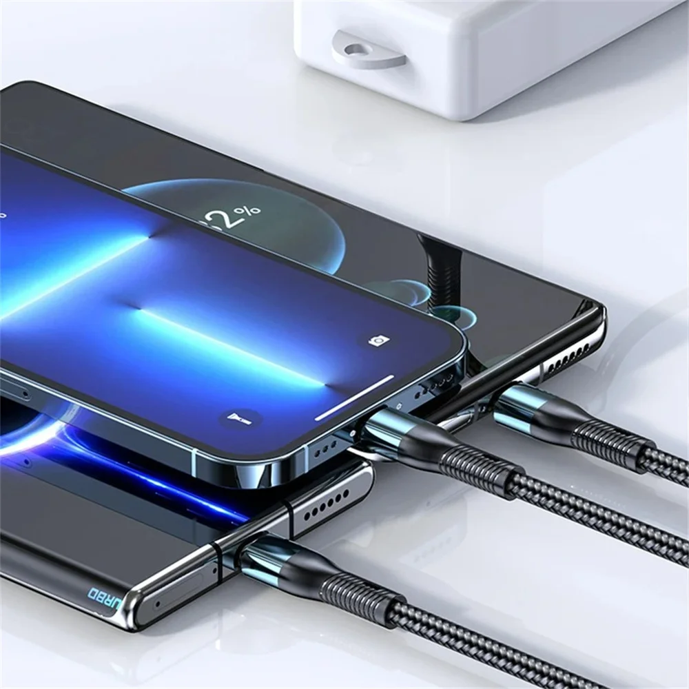 NNBILI 6A 120W 3 in 1 USB Type C Cable Fast Charge Phone Charger Data Cord For iPhone Samsung Huawei Quick Charge Micro USB Wire view 6