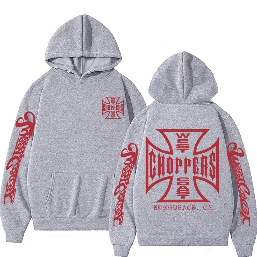 West Coast Choppers Cross Frame Double Sided Print Hoodie 90s Streetwear Male Vintage Hoodies Men\'s Hip Hop Oversized Sweatshirt