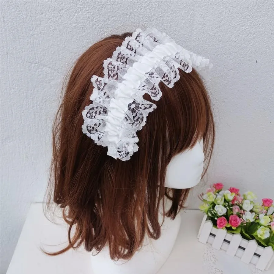 White Lace Headband Headdress for Gothic Vintage Cosplay: Elegant Hair Accessory Perfect for Tea Party PrincessThemed Events an