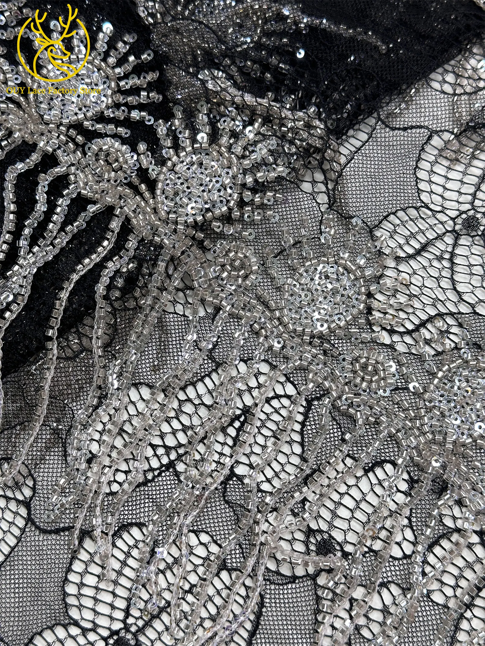 2026 Französische 3D-Hängespitze mit Silberperlen, luxuriöser Tüll, afrikanischer Pailletten-Spitzenstoff für nigerianische Hochzeits- und Partykleider zum Nähen – Detail 26