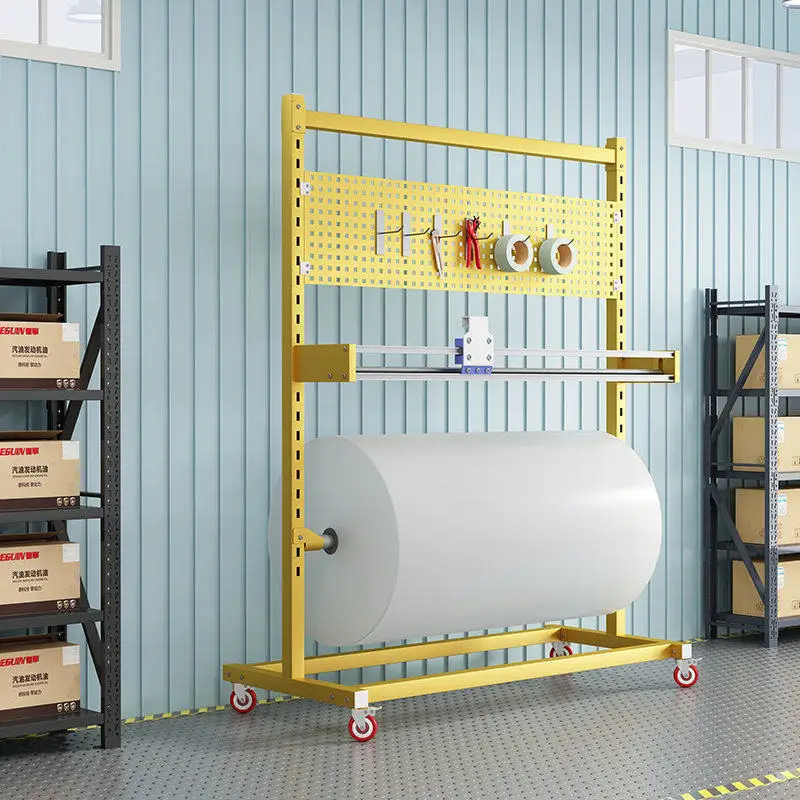 Packing rack, bubble wrapping film holder, carton rack, cutting pearl cotton shelf, coil shelf, mobile packing workbench