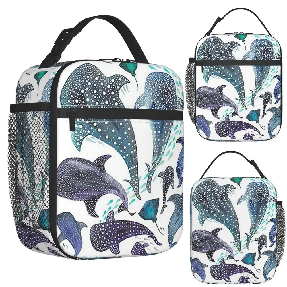 Whale Shark, Ray And Sea Creature Play Insulated Lunch Bag for Women Children Leakproof Food Boxes Thermal Lunch Box Tote