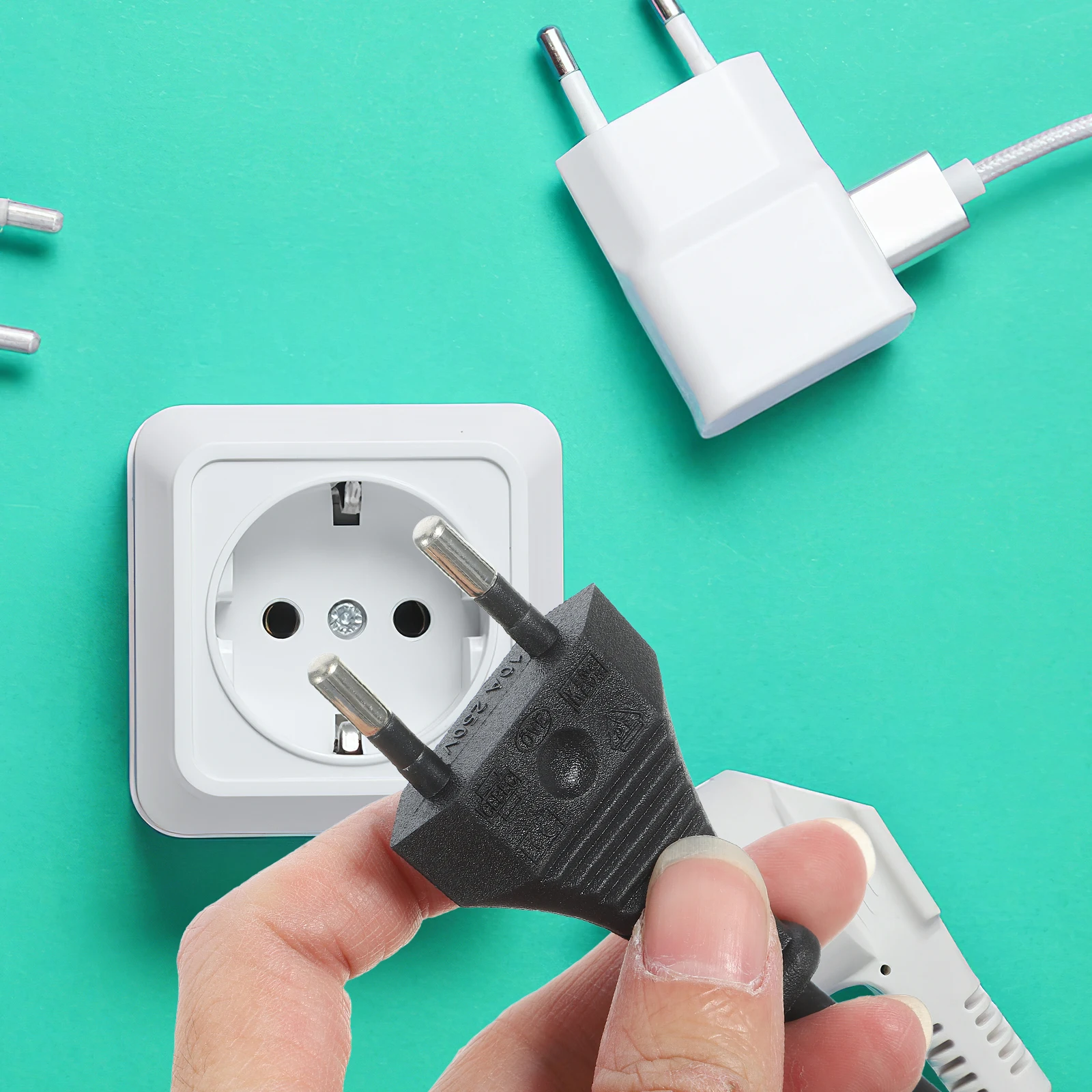 

2Pcs Power Cable Replacement Cord Appliance Extension 2 Prong Plug Flame Retardant Flexible Wire for Home Office Tools