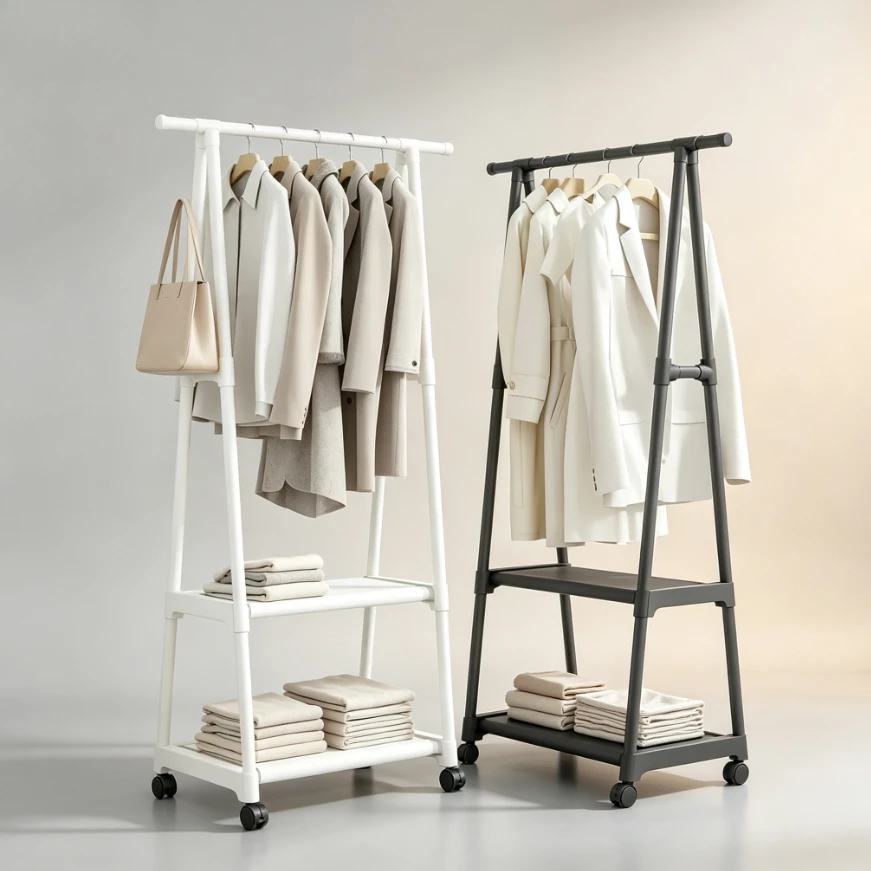 Multi‑Purpose Storage Dorm Clothing Drying Rack Freestanding Garment Rack Simple Mobile Hanging Garment Organizer Rack