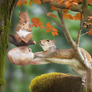 

Resin Squirrel Bird Feeder Statue Outdoor Garden Yard Ornament Creative Animal Bird Feeding Decoration Resin Figurine