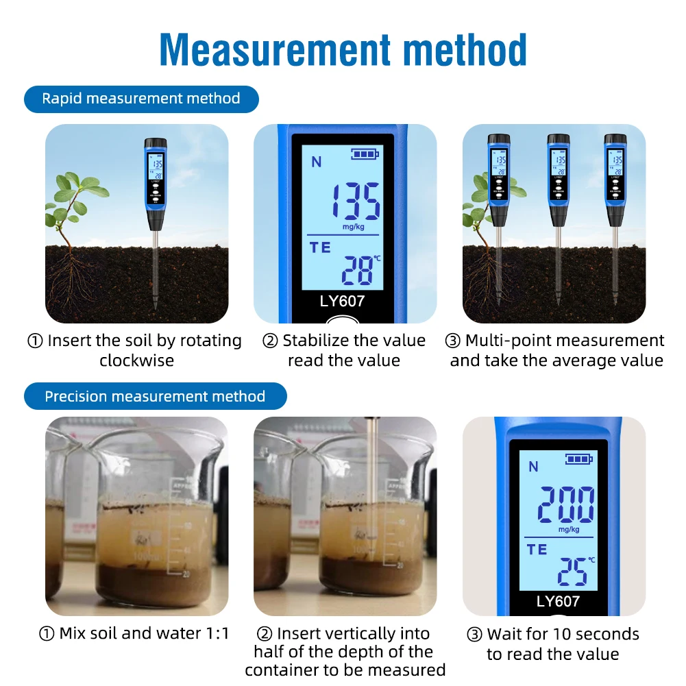 Imagem -05 - Digital Solo Nutrientes Testador para Jardim Pomar Nitrogênio Medidor Fósforo Batatas Temperatura