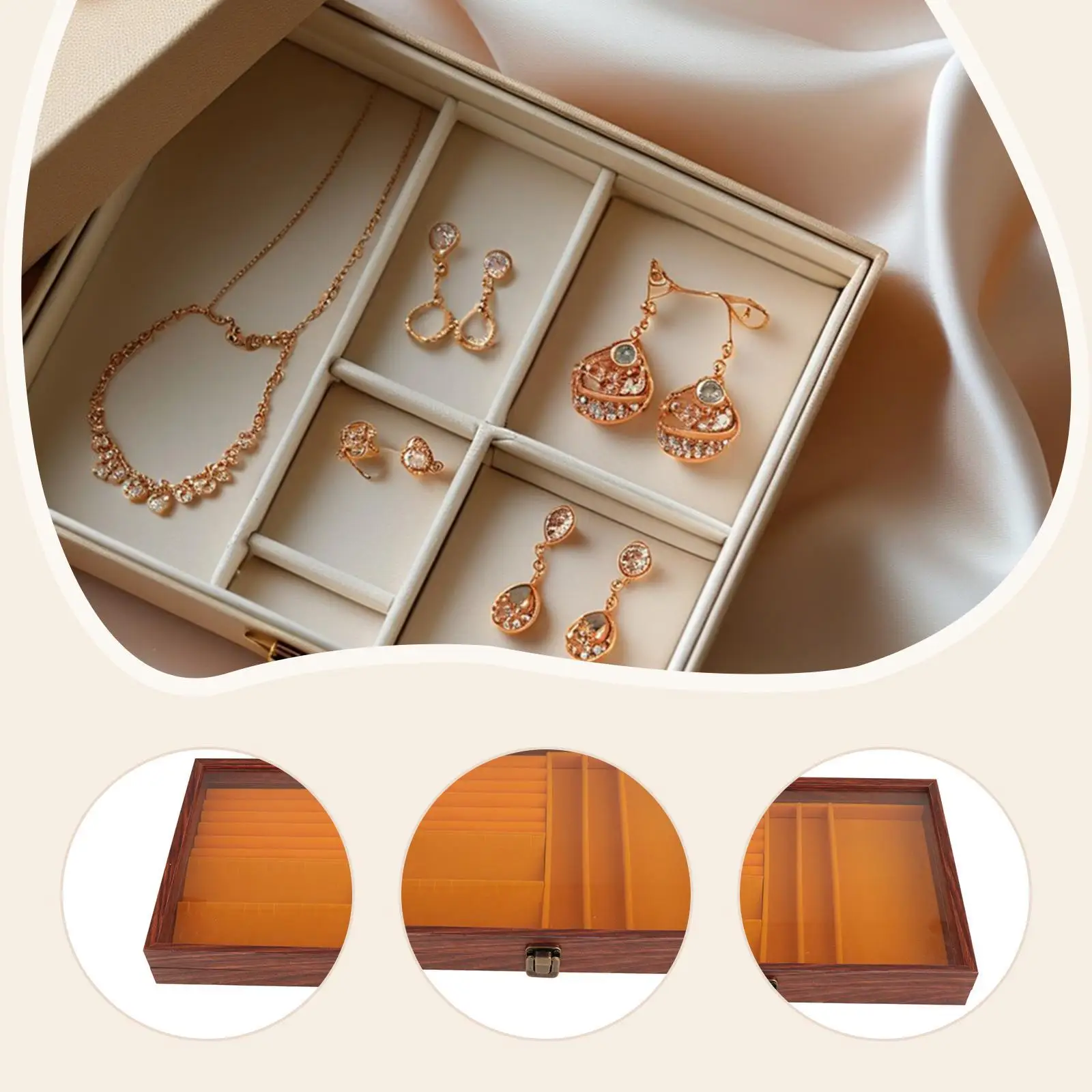 Jewelry Box Portable Versatile Gifts Waterproof,with Flip Clear Open Lid with Lock,Dustproof Container Organizer Daughter