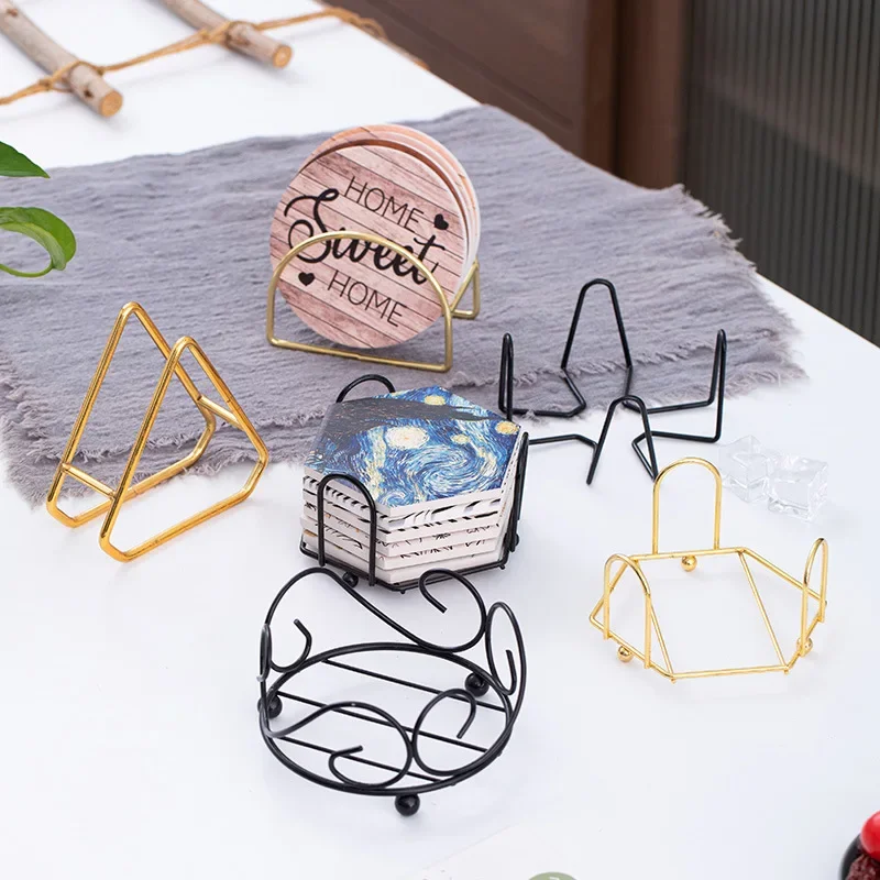 Coaster Iron Rack Black Cup Mat Plate Frames Decorations For Home DIY Tableware Decoration Durable Tea Coffee Mug Drinks Holder